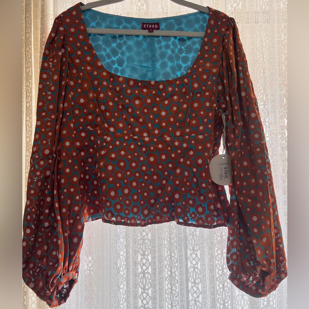 STAUD NWT LANA DAISY JACQUARD TOP SIZE 10